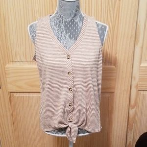 Rose + Olive striped top with knot detail